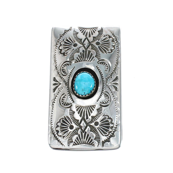 Turquoise Genuine Sterling Silver Navajo Money Clip SN20335
